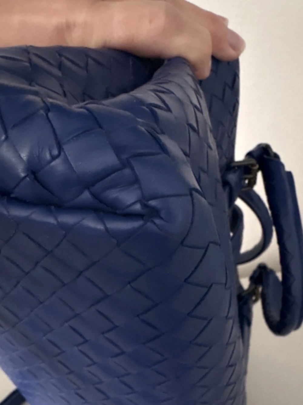 Bottega Veneta Intrecciato Leather Satchel in Navy Blue - Picture 7 of 13